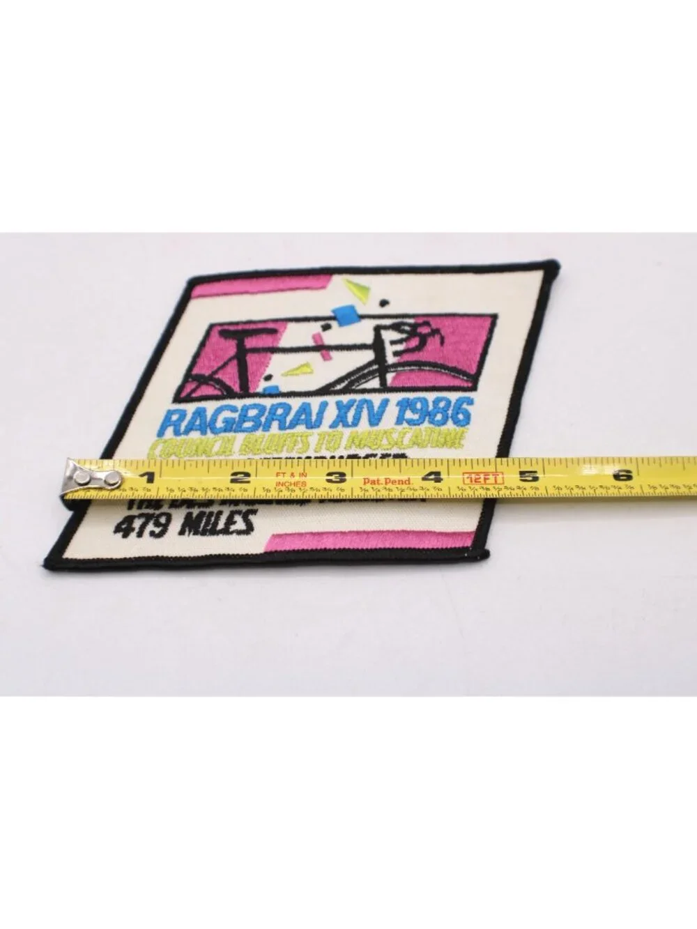 Ragbrai Xiv 1986 Cycling Event Embroider Patch 479 Miles DM Iowa Collectible Vtg - Picture 4 of 6